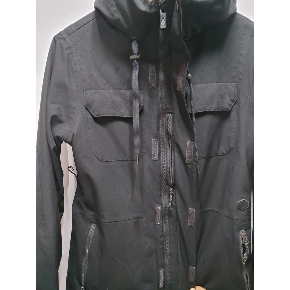 Volcom Black Hooded Jacket Solid Polyester Size S - image 5